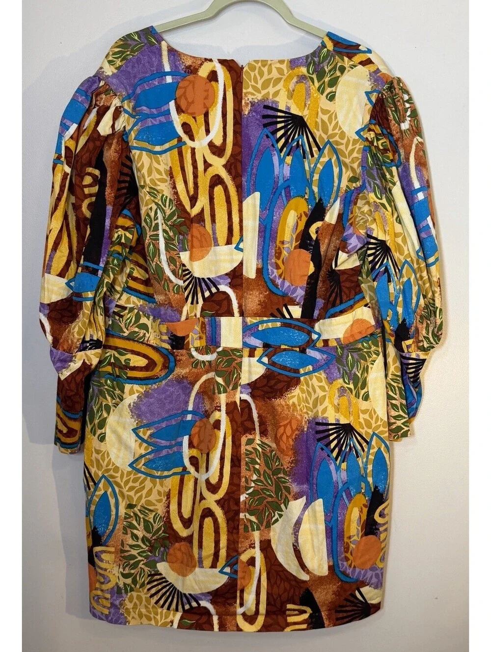 Bar III X GooGoo Atkins Abstract Artsy Puff Sleeve Vneck Multicolor Dress 2X